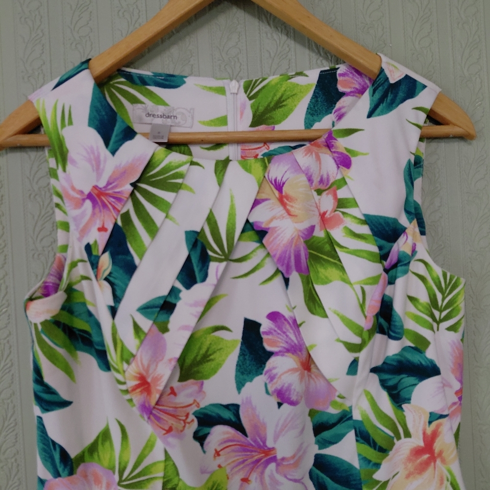 DRESSBARN Floral Sleeveless Dress tropical Paradise Flowy - Picture 3 of 7